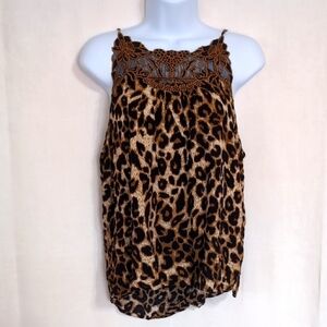 Maurices Leopard Print Lace Chest Cami Tank Size Large